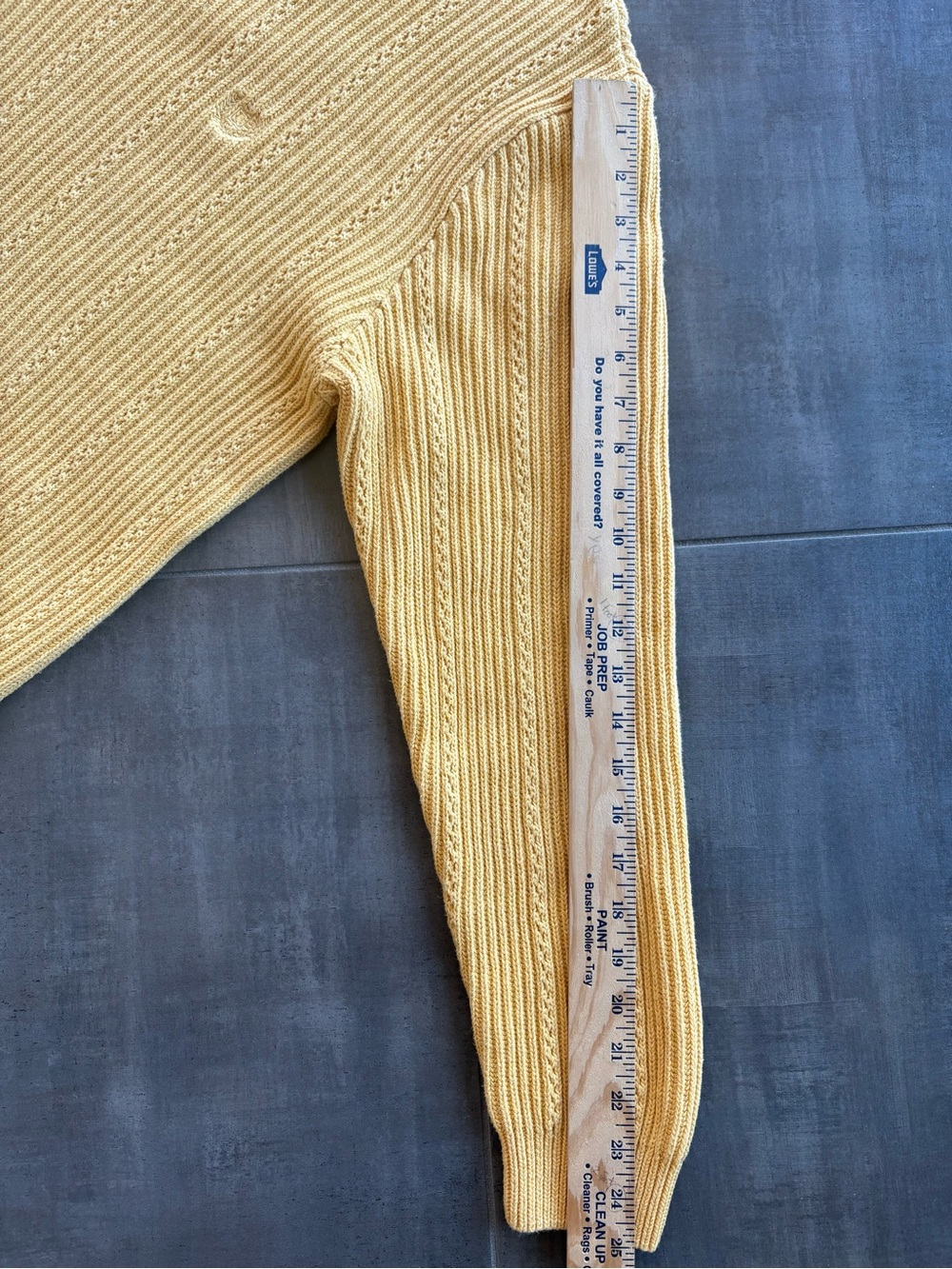 Vintage Chaps Ralph Lauren Yellow Sweater 1920s Feedsack Quilt Patch - Large - Picture 7 of 8